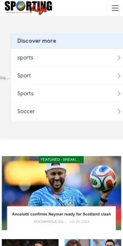 Podgląd witryny Sporting Life Nigeria, medium z kraju Stany Zjednoczone do artykułów sponsorowanych