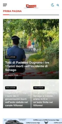 Anteprima del sito Il Notiziario, media di Italia per articoli sponsorizzati