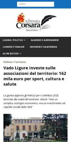 Podgląd witryny AlbengaCorsara, medium z kraju Włochy do artykułów sponsorowanych
