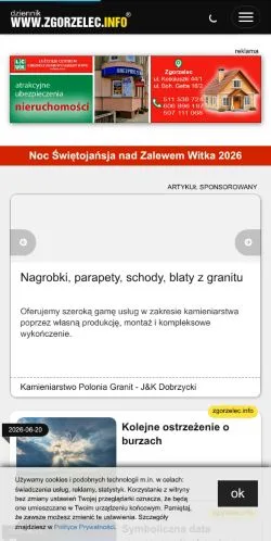 Anteprima del sito Portal Informacyjny Zgorzelec, media di Polonia per articoli sponsorizzati