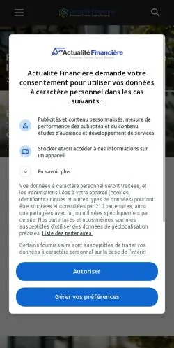 Pré-visualização do site Actualité Financière, meio de França para artigos patrocinados