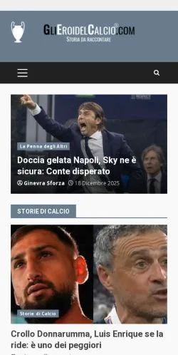 Podgląd witryny Gli Eroi del Calcio, medium z kraju Włochy do artykułów sponsorowanych