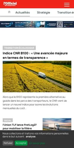 Anteprima del sito L'Officiel des transporteurs, media di Francia per articoli sponsorizzati