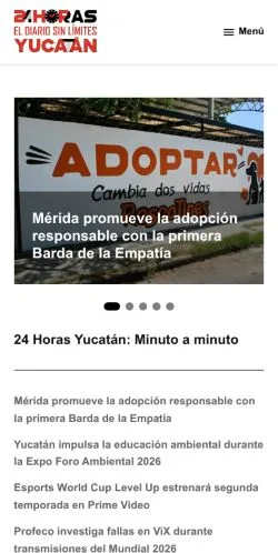 Podgląd witryny 24 Horas Yucatán, medium z kraju Meksyk do artykułów sponsorowanych