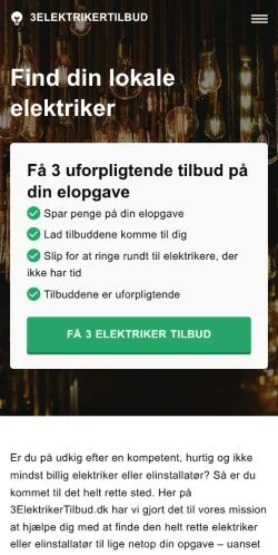 Anteprima del sito Elektriker Tilbud, media di Danimarca per articoli sponsorizzati