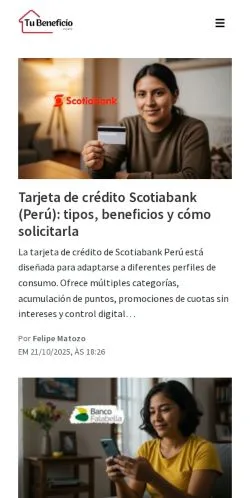 Podgląd witryny Tu Beneficio Perú, medium z kraju Brazylia do artykułów sponsorowanych