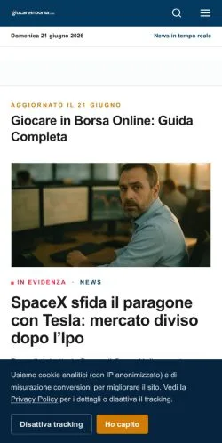 Anteprima del sito Giocare in Borsa, media di Italia per articoli sponsorizzati