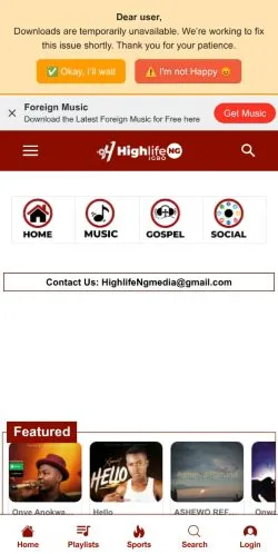 Förhandsvisning av webbplatsen HighlifeNg, medium i USA för sponsrade artiklar