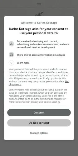 スポンサード記事向けのアメリカ合衆国メディア、Karins Kottageのサイトプレビュー