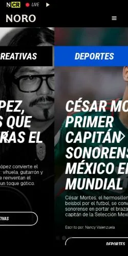 Vista previa del sitio Noro, medio de México para artículos patrocinados