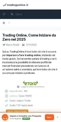 Anteprima del sito Trading Online, media di Italia per articoli sponsorizzati