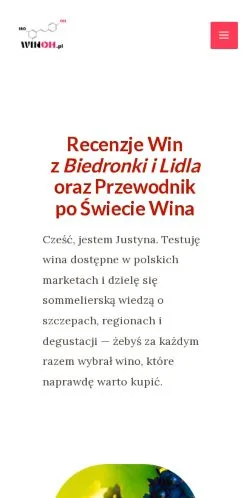 Vorschau der Website Winoh Blog O Winie, Medium aus Polen für gesponserte Artikel