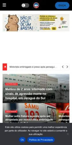 Anteprima del sito Radio 105 FM, media di Brasile per articoli sponsorizzati