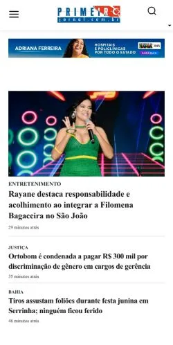 Anteprima del sito PrimeiroJornal, media di Brasile per articoli sponsorizzati