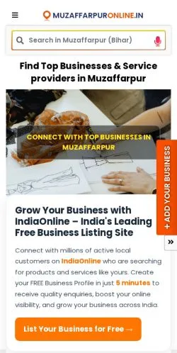 Vista previa del sitio Muzaffarpur Online, medio de India para artículos patrocinados