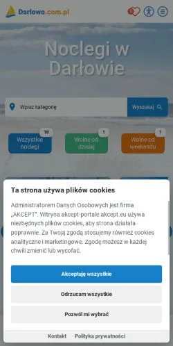 Anteprima del sito Darłowo Noclegi, media di Polonia per articoli sponsorizzati