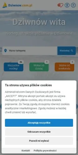 Anteprima del sito Dziwnów Noclegi, media di Polonia per articoli sponsorizzati