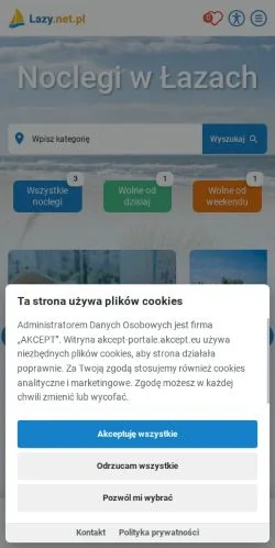 Podgląd witryny Łazy Noclegi, medium z kraju Polska do artykułów sponsorowanych