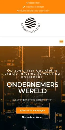 Anteprima del sito Ondernemerswereld, media di Paesi Bassi per articoli sponsorizzati