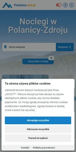 Anteprima del sito Polanica-Zdrój Noclegi, media di Polonia per articoli sponsorizzati