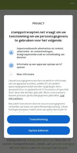 Anteprima del sito Stamppot Recepten, media di Paesi Bassi per articoli sponsorizzati