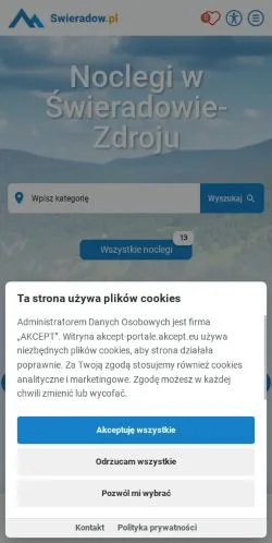 Voorbeeld van de site Świeradów Zdrój Noclegi, medium uit Polen voor gesponsorde artikelen