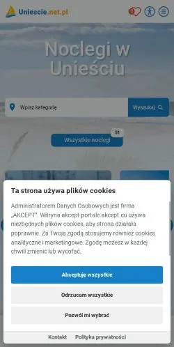 Vista previa del sitio Unieście Noclegi, medio de Polonia para artículos patrocinados