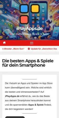 Forhåndsvisning av nettstedet iPlayApps, medium fra Tyskland for sponsede artikler