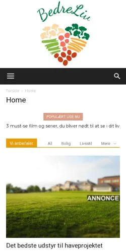 Vorschau der Website BedreLiv.dk, Medium aus Dänemark für gesponserte Artikel
