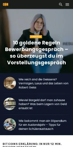 Anteprima del sito cöin, media di Austria per articoli sponsorizzati