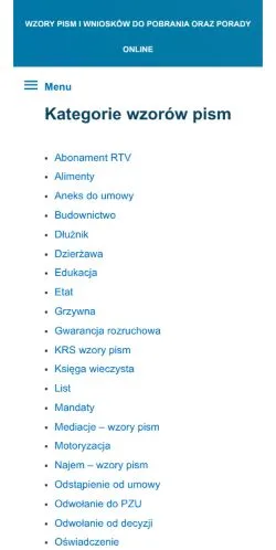 Anteprima del sito Wzory Pism I Wniosków, media di Polonia per articoli sponsorizzati
