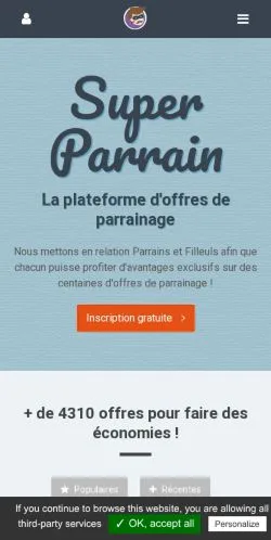 Preview of the Super Parrain website, a media outlet in France for sponsored articles