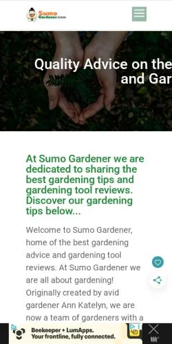 Vista previa del sitio Sumo Gardener, medio de Estados Unidos para artículos patrocinados