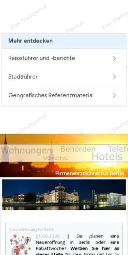 Podgląd witryny Berlin Stadtportal, medium z kraju Niemcy do artykułów sponsorowanych