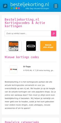 Podgląd witryny Besteljekorting, medium z kraju Holandia do artykułów sponsorowanych