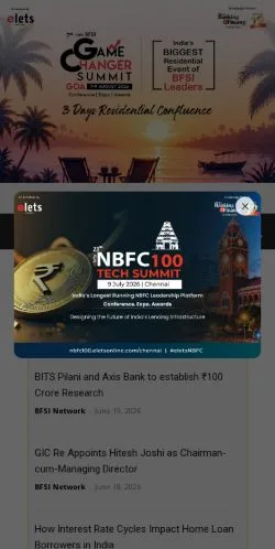 Pré-visualização do site Elets BFSI, meio de Reino Unido para artigos patrocinados