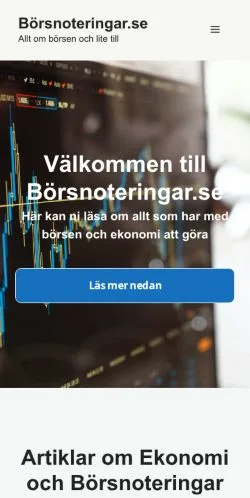 Anteprima del sito Börsnoteringar, media di Svezia per articoli sponsorizzati