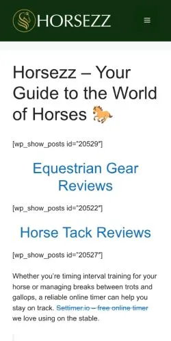Voorbeeld van de site Horsezz, medium uit Verenigde Staten voor gesponsorde artikelen