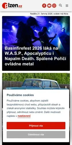 スポンサード記事向けのチェコメディア、Plzenのサイトプレビュー