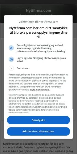 Podgląd witryny Nyttfirma, medium z kraju Norwegia do artykułów sponsorowanych