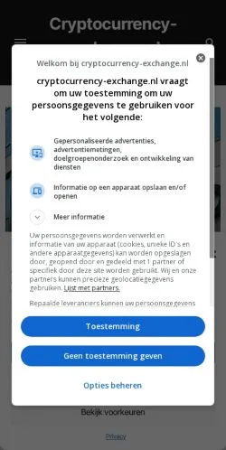 Podgląd witryny Cryptocurrency Exchange, medium z kraju Holandia do artykułów sponsorowanych
