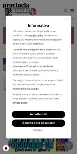Anteprima del sito Provincia Granda, media di Italia per articoli sponsorizzati