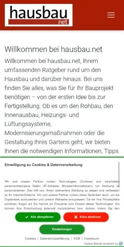 Anteprima del sito Hausbau & Wohnen, media di Germania per articoli sponsorizzati