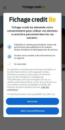 Anteprima del sito Fichage-Credit, media di Belgio per articoli sponsorizzati