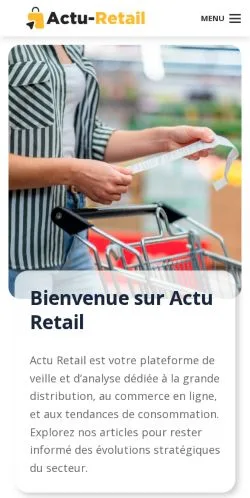 Anteprima del sito Actu Retail, media di Francia per articoli sponsorizzati