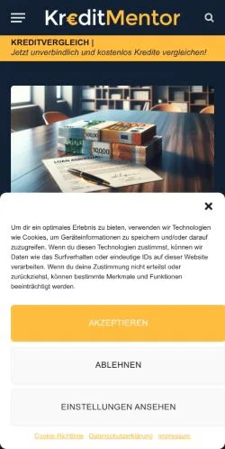 Anteprima del sito KreditMentor, media di Germania per articoli sponsorizzati