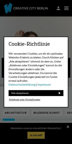 Anteprima del sito Creative City Berlin, media di Germania per articoli sponsorizzati