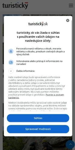 Anteprima del sito Turisticky, media di Slovacchia per articoli sponsorizzati