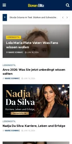 Preview of the Borsen blitz website, a media outlet in Germany for sponsored articles
