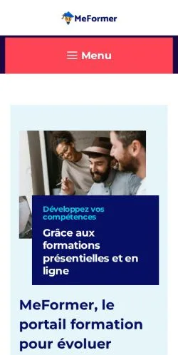 Förhandsvisning av webbplatsen Me Former, medium i Frankrike för sponsrade artiklar